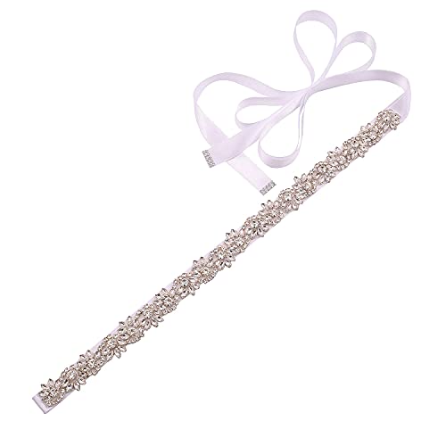 Bridal Belt Handmade Crystal Wedding Belt Sash Rhinestones Sash Belt for Bride Flower Grils Wedding Dress