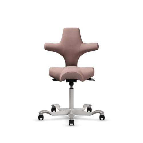 Image of HAG Capisco Sit to Stand Chair-Silver Frame-Upholstered Pink Blush