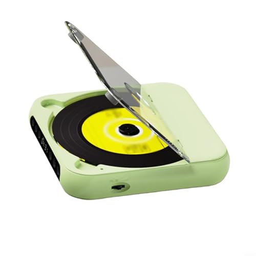 EffiFish Reproductor de CD portátil con, batería de 2000 mAh y pantalla LCD, función de repetición para viajes, estudio, negro (verde)