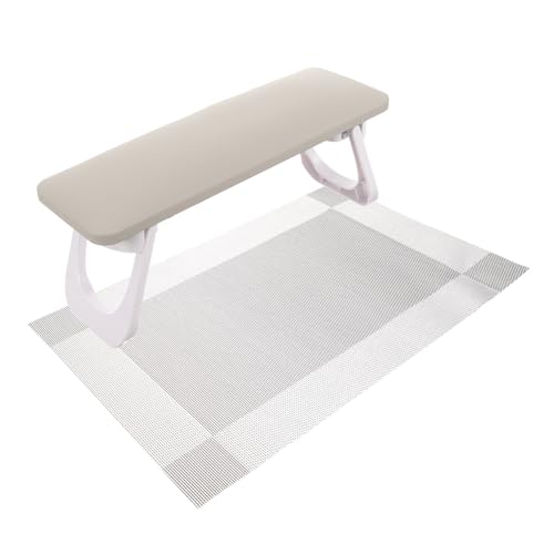 NIYANGLE Traje de mesa de manicura Cojín de descanso para decoración de uñas. reposapiés descanso para la mano clavo almohada cojín de brazo de manicura cojín reposabrazos de uñas PU Gris