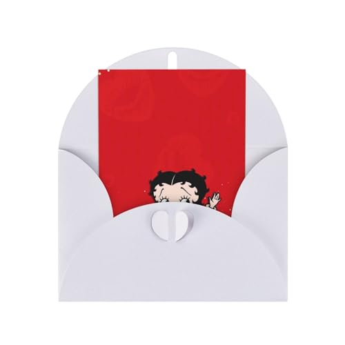 ベティちゃん メッセージレターカード 封筒付きクリスマスバースデーカード パーティー招待状クリスマスカード White