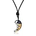 coai Pendente Unisex Magatama in Ossidiana Intarsiata Oro con Totem Animale Drago, Collana Regolabile con Ciondolo Giapponese immagine