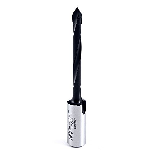 Amana Tool - 315005 Carbide Tipped Through-Hole Boring Bit R/H 5mm Dia x 77mm Long x 10mm
