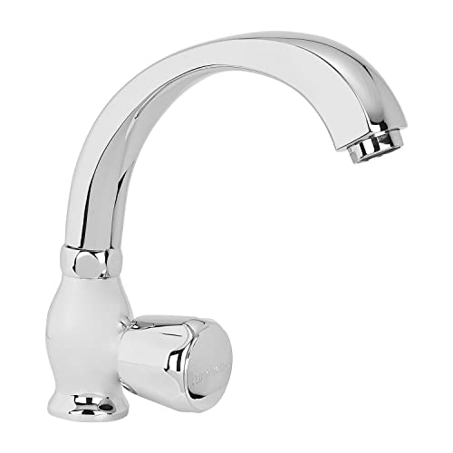 Hindware F330034CP Contessa Plus Sink Tap with Casted Swinging Spout (Deck Mounted), Brass with Chrome Finish