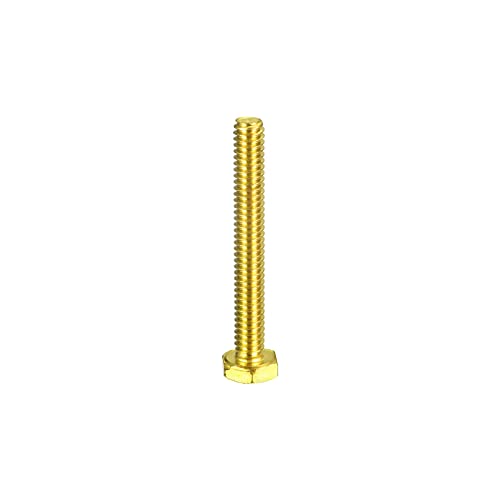 Image of uxcell Brass Hex Bolts, 1 /4-20x2 1pcs Fully Thread Grade 4.8 Solid Brass Hexagon Head Bolt Machine Screws for Machinery
