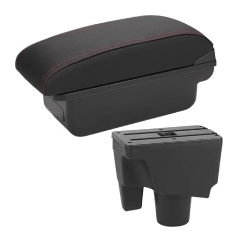 アームレストストレージボックス 用 アクア 用 プリウス C アームレストボックス 車内収納 専用後付けパーツ 内装アクセサリー(C1 Black Red No Usb)