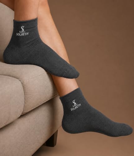 Image of Ankle Socks, 3 Pairs, Black, Navy Blue, and Charcoal Grey, Stretch Fit, Reinforced Heel and Toe, for Men and Women