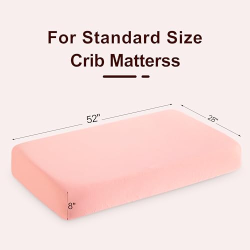 Image of NTBAY 2 Pack Muslin Cotton Crib Sheets, Soft and Breathable Double Layer 28x52 Baby Crib Sheets for Standard Crib and Toddler Mattresses, Boys, Girls, Unisex, Coral Pink, 28x52 Inches