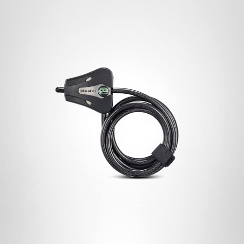 Master Lock Black Python Bike Lock with Key, Adjustable Metal Cable Lock has a Weather Resistant Vinyl Coating for Outdoor Equipment, Bicycles, Trail Cameras, 6 Feet Long, 8418D