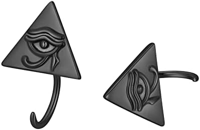Protection Symbol Eye of Horus/Cross/Celtic Knot/Hamsa Hand/Evil Eye Dainty Half Open Huggie HooP Earrings 925 Sterling Silver /18K Gold/Black Gun Plated Piercing Earrings