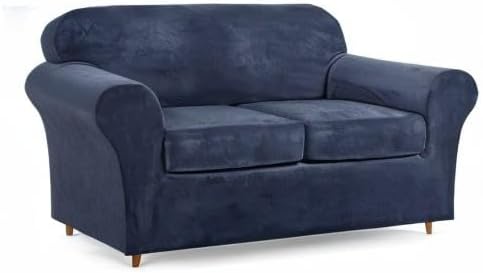 Miniatura 8 de Lamberia - Funda de sofá de alta elasticidad para sofá de 2 plazas, 3 piezas, gruesa y lavable, funda de terciopelo de felpa, protector de muebles