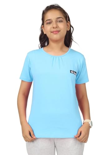 Image of KYDA KIDS Girls White T-Shirt 100% Cotton Antibacterial | Half Sleeve Round Neck | Plain White School Uniform T-Shirt | Soft Breathable Summer Wear Kids