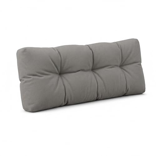 POKAR Cuscino-schienale Imbottito 120x40cm per Divano da Giardino, fodere asportabile e lavabile, Spalliera per Bancali, Interno ed Esterno, DYI - fai da te, senza Pallet, grigio