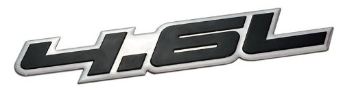 4.6L Liter Embossed Black on Highly Polished Silver Real Aluminum Auto Emblem Badge Nameplate Compatible with Ford Lincoln