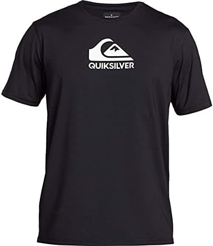 Quiksilver mens Solid Streak Short Sleeve Tee Rash Guard Shirt, Black, Large US