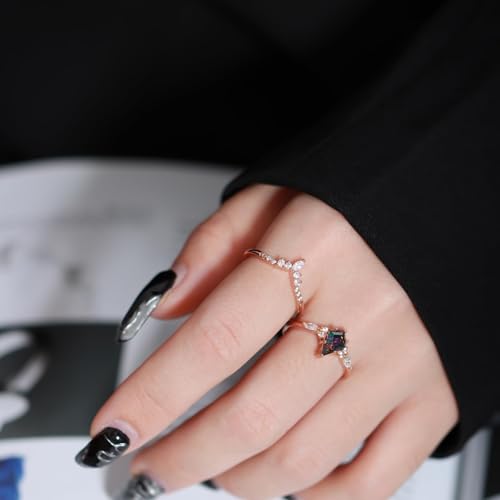 Alexandrite Engagement Rings for Women Wedding Ring Promise Rings for Her Rose Gold Mood Birthstone Rings Christmas Anniversary Birthday Valentine's Day Gift (Alexandrite-02, 10)3