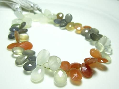 Pierre de lune multi briolette en fil de 7 pouces pour confectionner des boucles d'oreilles