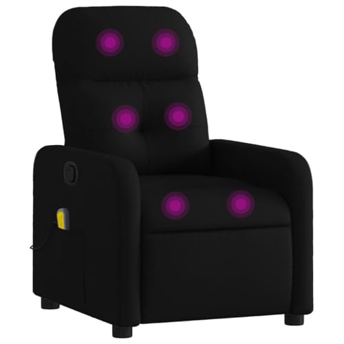 Sillón reclinable con masaje tapizado negro miniatura 1