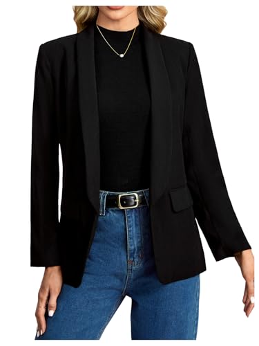 Women's Open Front Blazer Shawl Collar Long Sleeve Business Casual Jacket