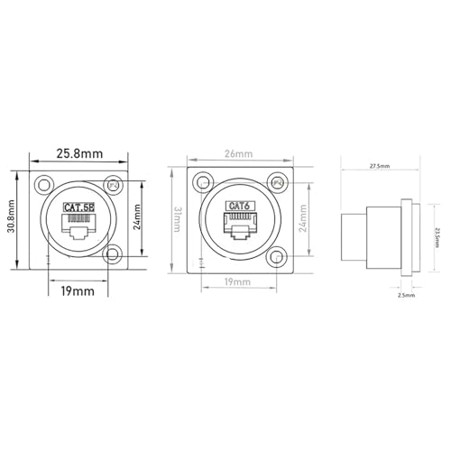 Conector modular RJ45 CAT6 de 4 piezas para reparar terminales de red rotas 7