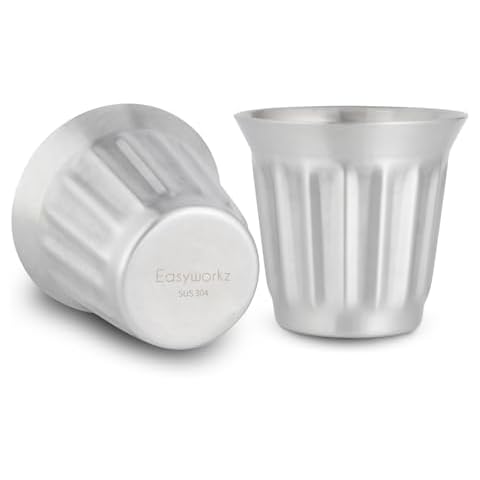 Easyworkz Stainless Steel Double-Wall Espresso Cups Set Cover