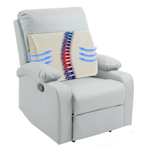 HOMBYS Lumbar Support Pillow for Recliner Chair, Memory Foam Back Support Cushion for Elderly,Extra Large Lumbar Support Pillow,Thick Backrest for Home Reading (Khaki, 20“x13.5"x5")