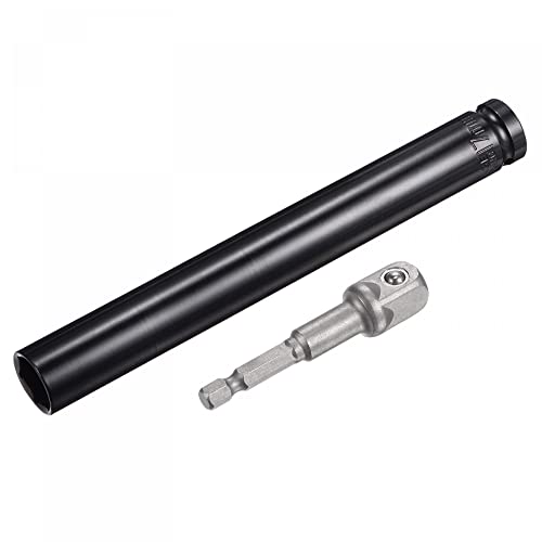 Uxcell 1/2" Drive Socket Accessory Set, 17Mm Deep 6-Point Impact Socket 8" Length And 1/4" Hex Shank Adapter #TOP11