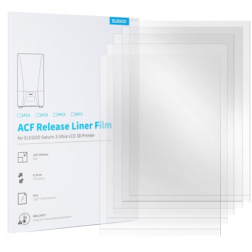 Image of ELEGOO 5PCS ACF Release Liner Film for Saturn 3 Ultra LCD 3D Printer with Less Release Tension, Support 3X Faster Printing, 290x195mm, 0.3mm Thickness