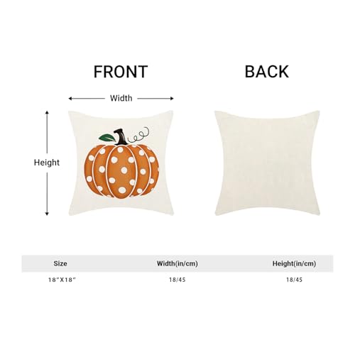 Herbst-Kissenbezüge, 45,7 x 45,7 cm, gepunktet, gebrannter orangefarbener Kürbis, dekorative Dekokissen für Couch, Ernte, Erntedankfest, Dekoration, 2 Stück, Herbst für Innen- und Außenbereich, – Bild 6
