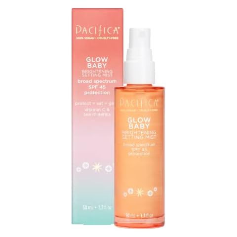 Pacifica Beauty Glow Baby Brightening SPF 45 Makeup Setting Spray Cover