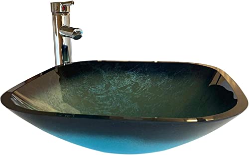 BELOFAY Lavabo de lavabo de baño de diseño moderno, cuenco de vidrio para inodoros y baños con grifo, residuos emergentes y trampa de botellas de plástico Cover