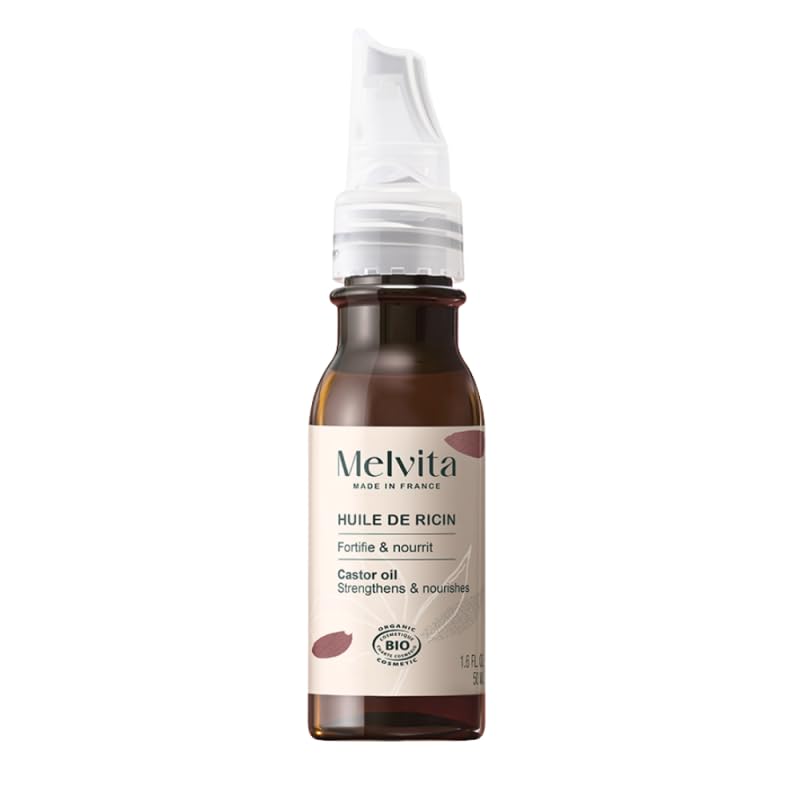 Melvita - Huile de Ricin - Pure et Vierge - Fortifie et Stimule la Pousse des Cils, Sourcils, Cheveux - Première Pression à Froid - Fabriqué en France -...
