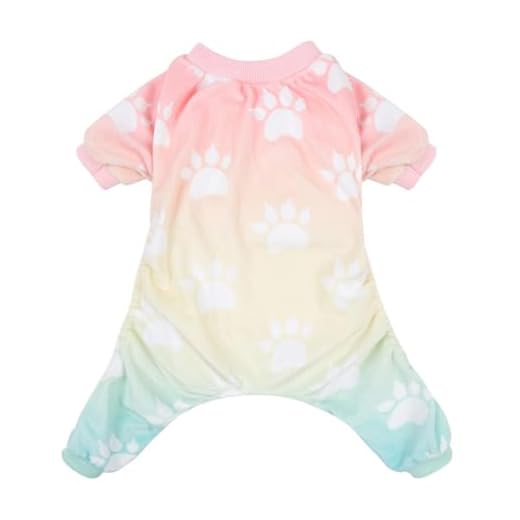 CuteBone Soft Dog Pajamas Gradient Footprint Doggy Shirts for Small Puppies P09S