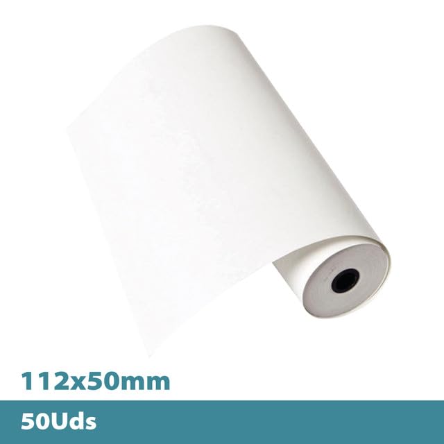 Papel Térmico 112x50mm - 50 Rollos Papel Impresora Térmica - Papel Tickets | Papel Compatible con Impresora, Caja Registradora y Básculas, Sin Bisfenol A, 60 Gr, 75 Metros/Rollo, La Casa del TPV