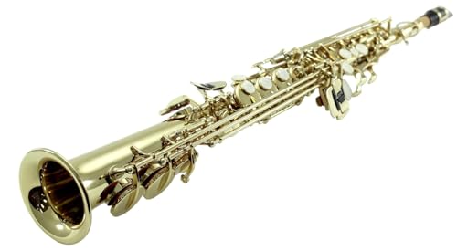 Sky B flat Gold Plated Soprano Saxophone with Lightweight Case, Gloves, Cleaning cloth and rod, and Mouthpiece, beautiful Sound