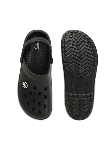 Image of Carlton London Men's Perforated Two-Tone Slip-On Clogs - Lightweight, Breathable, & Waterproof Comfort Footwear for Men | Anti-Slip EVA Rubber Clogs with Backstrap for Indoor, Outdoor, & Beach Wear