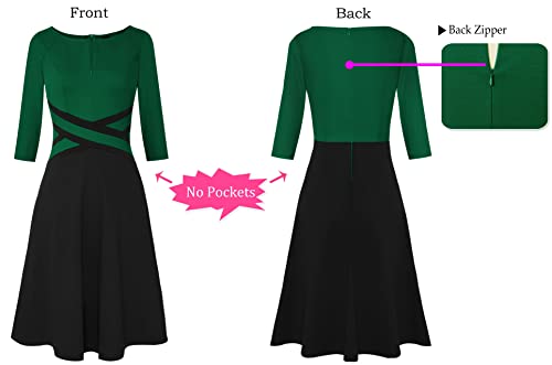 Image of VFSHOW Womens Front Zipper Work Business Casual Office Church A Line Dress