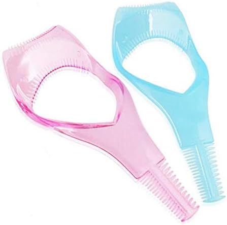 2PCS 3 in 1 Mascara Tool Plastic Makeup Eyelash Shield Applicator Guide with Eyelash Assist Comb Brush Guard Eyelashes Brush for Women Girls (Color Random)