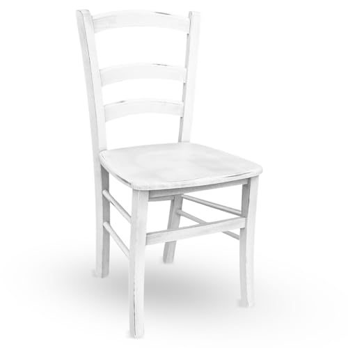 okaffarefatto zimbardi costanza Sedia in legno modello venezia anticata bianca con seduta in massello