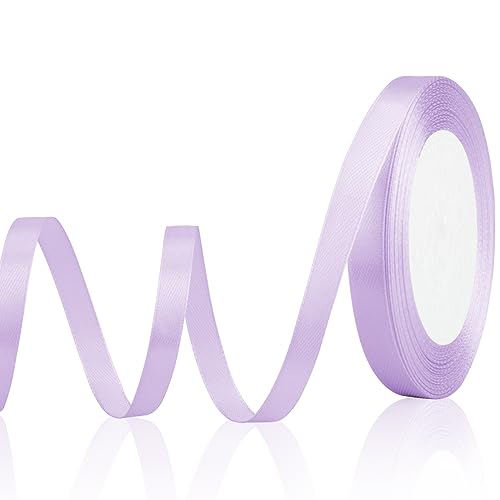 Purple Ribbon for Gift Wrapping Light Purple Lavender Purple Ribbon Satin 3/8 Inch 25 Yards Fabric Perfect for Gift Wrapping Invitation Floral Hair Balloon Craft Party Wedding Decoration