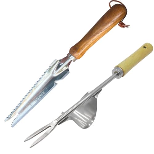 MOGADEE® Unkrautstecher Edelstahl 2 Stück, mit Pflanzfunktion...