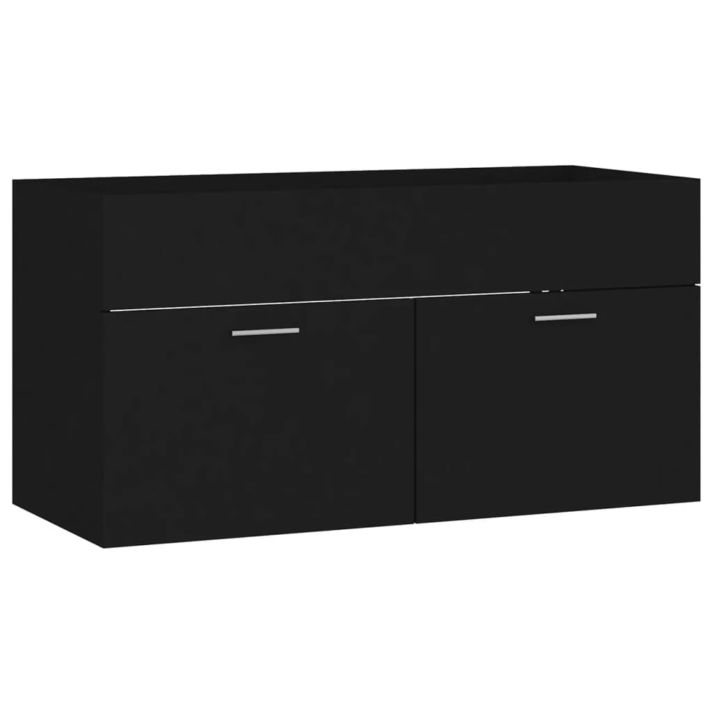 SKM Mueble con Lavabo Madera de ingeniería Negro,Mobiliario,Conjuntos de Muebles,Muebles de baño,Negro,37.45 kg,3071289