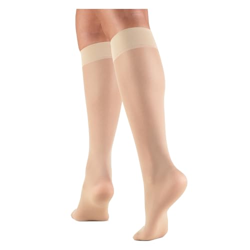 Image of Truform Sheer Compression Stockings, 8-15 mmHg, Women's Knee High Length, 20 Denier