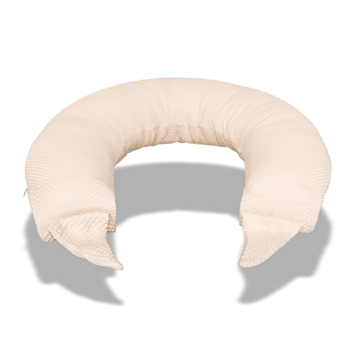 KOALA BABYCARE Cojin Lactancia Bebe y Almohada Embarazada para Dormir XXL - Cojiin Embarazada Multifuncion Funda Intercambiable 100% Algodón Desenfundable y Lavable (Beige, XL Cojin)