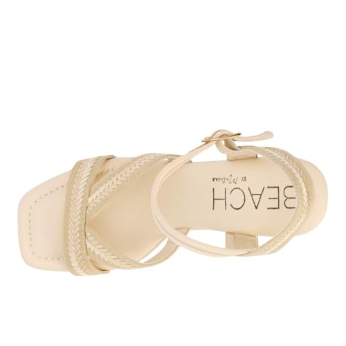 Image of BEACH by Matisse Womens Adelaide Platform Block Ankle Strap Casual Sandals Casual High Heel 3 inch & Up - Beige - Size 10 M