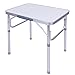Produktbild 60 L x45 B x58 H cm Campingtisch klappbar faltbar nur 2.3 Kg. Aluminium Höhenverstellbar Balkontisch Klapptisch Gartentisch Camping Tisch Reisetisch Abstelltisch Silber/WeißDeutscher Anbieter