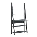 Tall Ladder Desk with Five Tier Shelves Space Saving Home Office Furniture Oak Finish