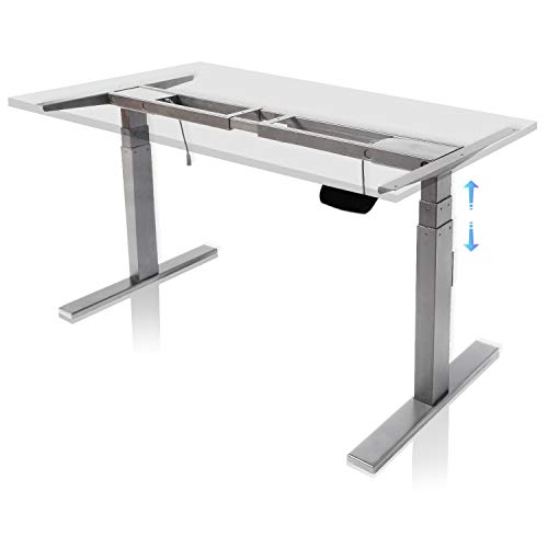 Preisvergleich Produktbild FLOWood Höhenverstellbarer Schreibtisch Elektrisch Tischgestell mit Anti-Kollisionssystem Stehzeit-Erinnerung-System 3-stufig Teleskopbein 60-125 cm höhenverstellbar Grau