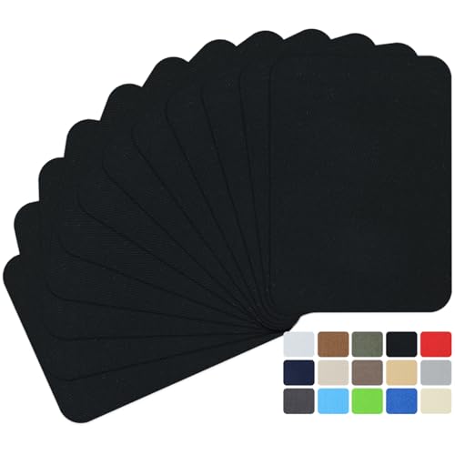 12Pcs Fabric Repair Patches Iron-on Patches Inside & Outside for Jeans Clothing Premium Quality Patches with Strongest Glue Size 3 by 4-1/4 (7.5 cm x 10.5 cm) Black