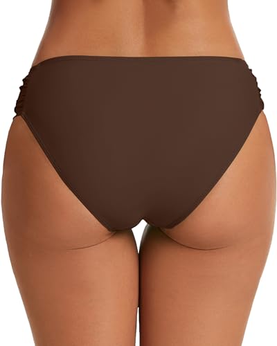 Image of Women's Bathing Suit Bottoms Full Coverage Ruched Bikini Tankini Bottom Swimsuit Brief